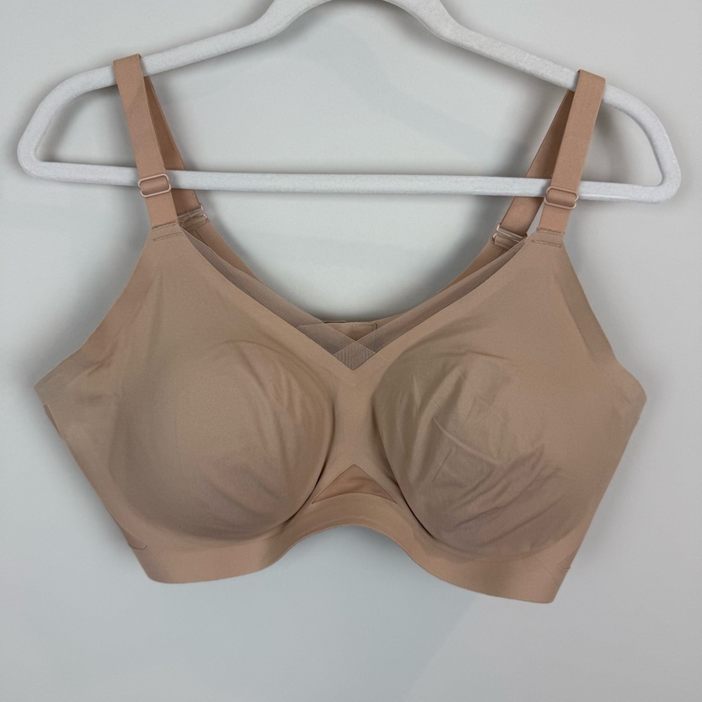 Honeylove CrossOver V-Neck Wireless Bra Sand Sz 1X